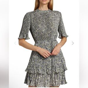 Derek Lam 10 Crosby Samantha Mini Dress Floral Pleated Belt Sz Médium NWT